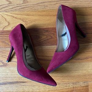 Sam & Libby pointy toe faux  suede burgundy fall high heel pumps dressy work